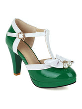Retro T-Riemen Schleife High Heel Schuhe